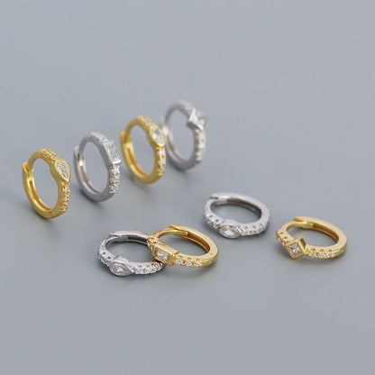925 sterling silver diamond-studded hoop earrings, Instagram-style high-end jewelry close-up