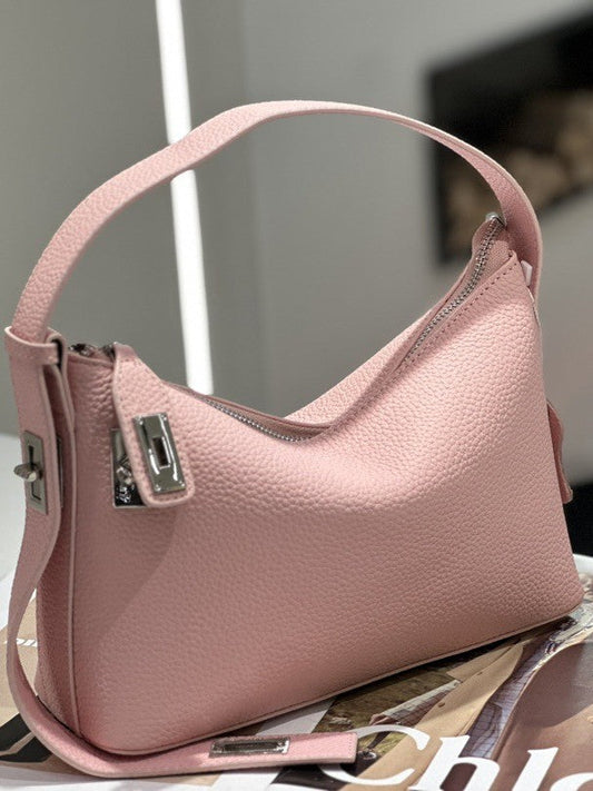 First-layer cowhide underarm handbag, high-end niche shoulder pillow bag in a structured design