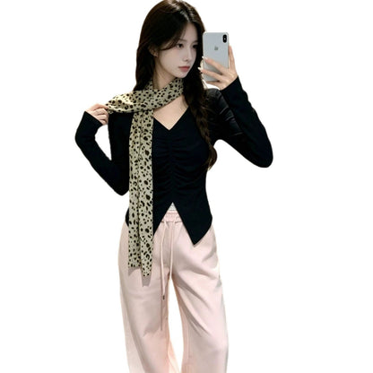 Ruched designer long-sleeve T-shirt base layer by My Store