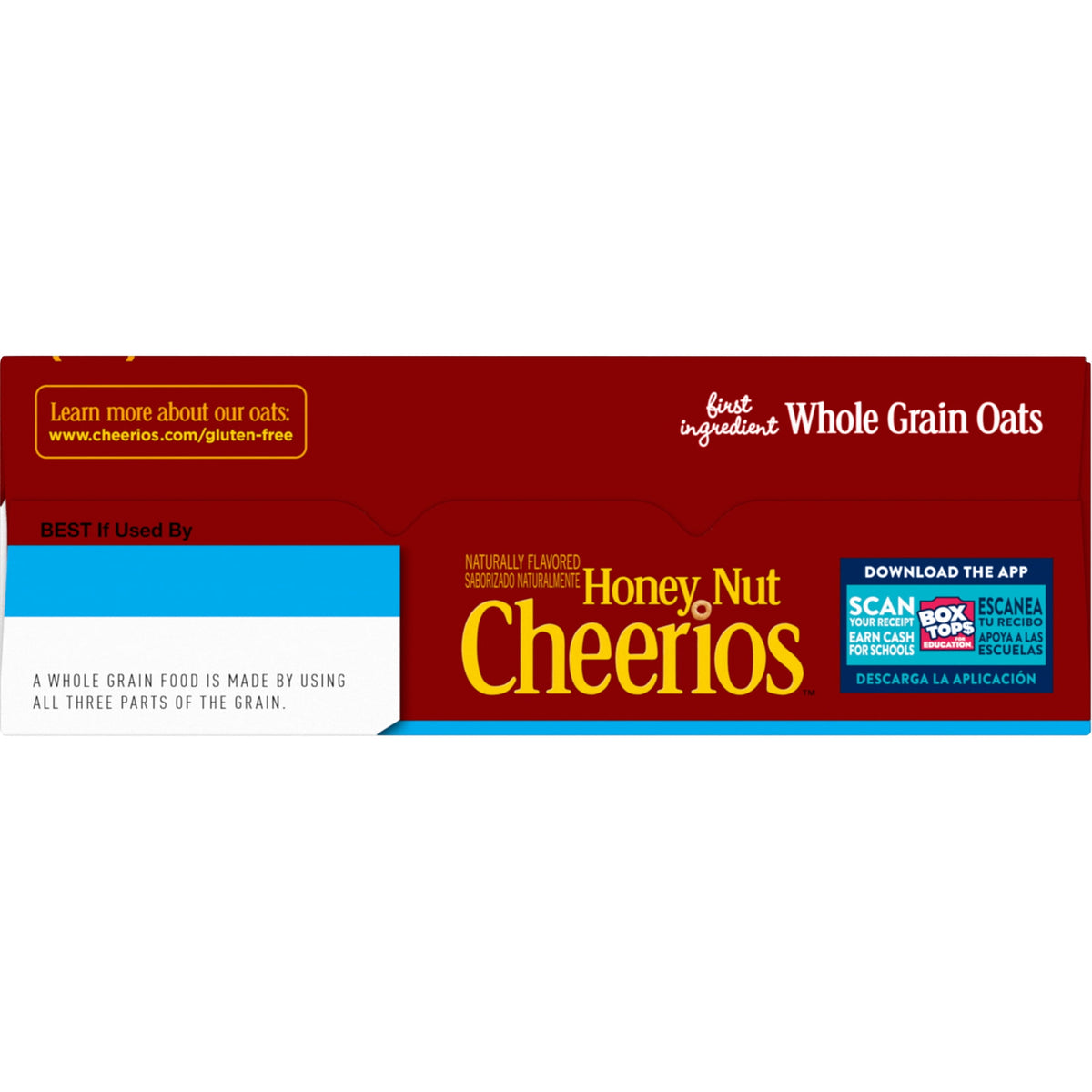 Honey Nut Cheerios breakfast cereal by BACKUPMYFILESNOW®, showing a family-sized box with honey nut-flavored gluten-free oats.