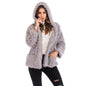 Pink solid color casual plush hooded jacket from BACKUPMYFILESNOW.COM® with a soft, cozy fabric and hood design.