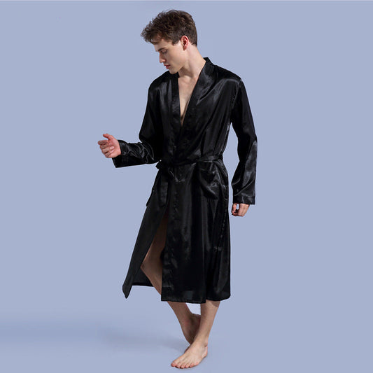 Men's fashion solid color thin robe in a simple, lightweight design