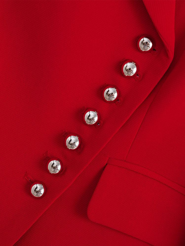 Red Two-Piece Women's Business Suit with Pants