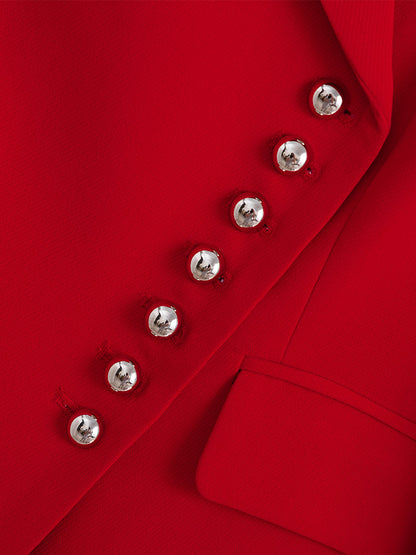 Red Two-Piece Women's Business Suit with Pants