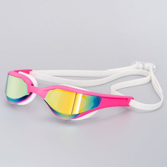 Racing HD anti-fog waterproof swimming glasses with clear lenses and secure adjustable strap