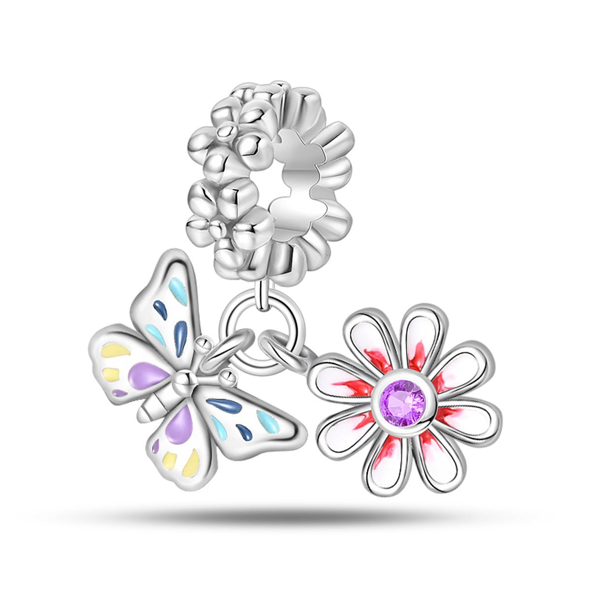 Delicate butterfly series beaded pendant bracelet in a close-up product view