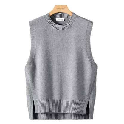 Mens Solid-Color Versatile Split Vest