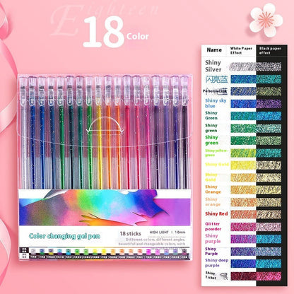 Shiny crystal gel pen fluorescent pen set with colorful translucent barrels and decorative crystal details