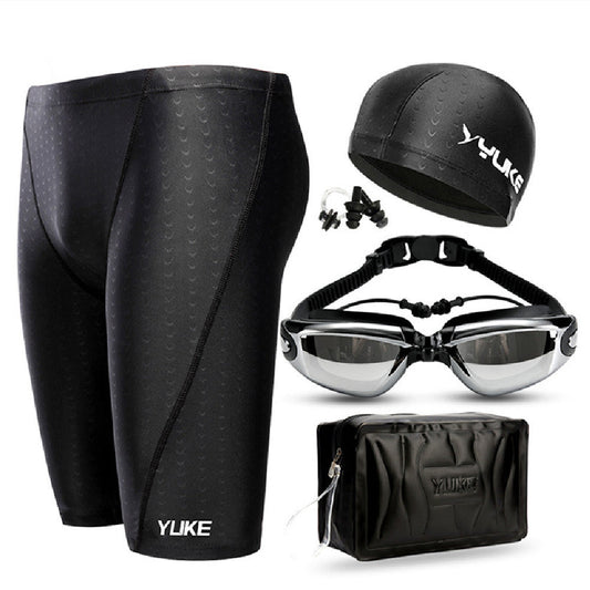 Men's waterproof swimming cap, goggles, and suit equipment set