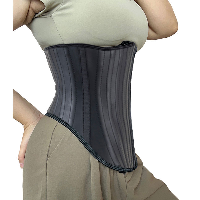 Front-long back-short tummy-control waist cincher by My Store in black shapewear design