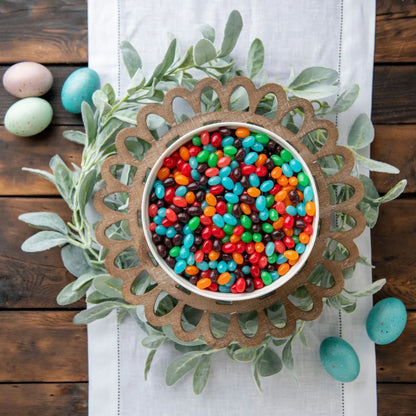 Jolly Rancher Jelly Beans Candy in 14 oz bag by Candy In Bulk, colorful assorted jelly beans on a white background.