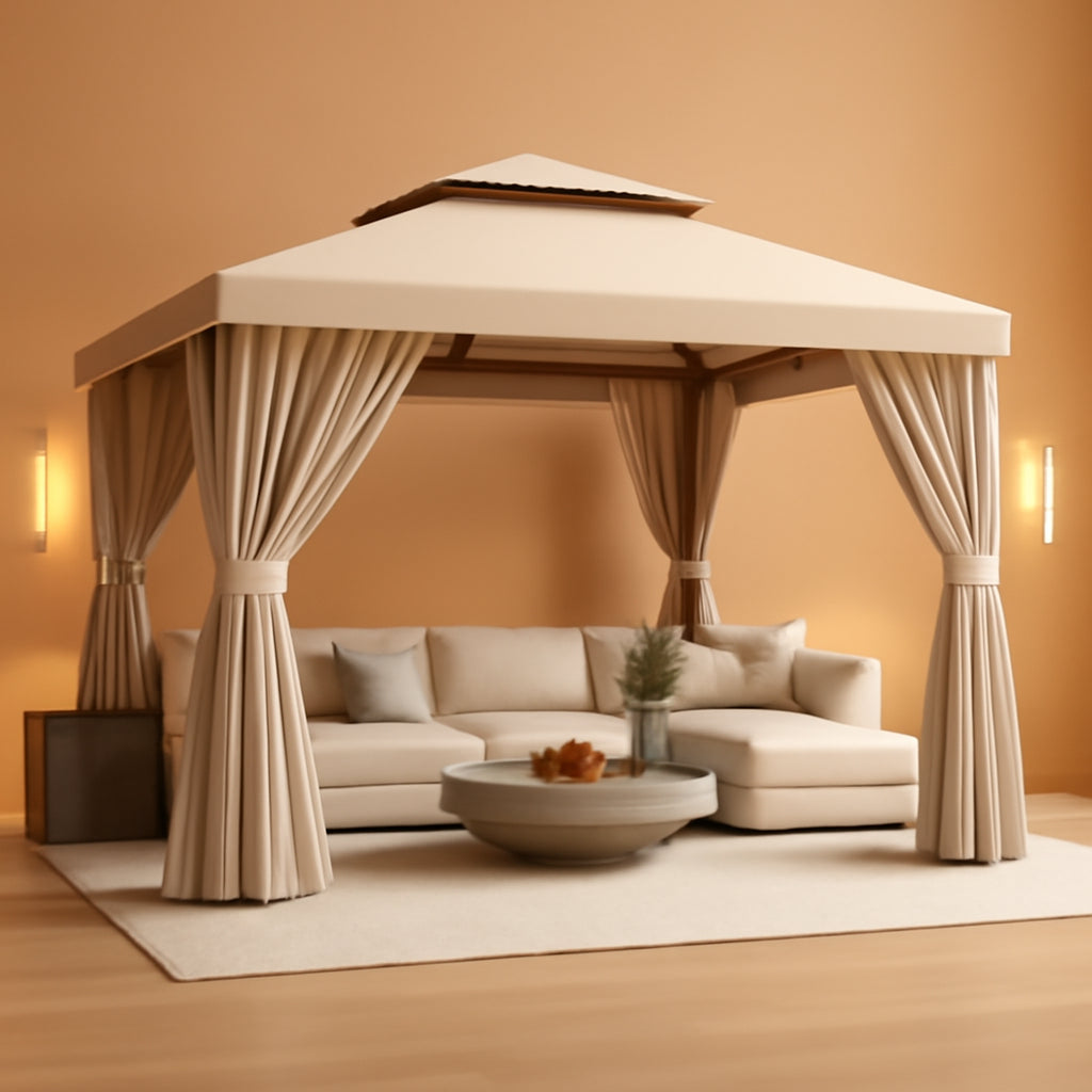 12x10ft outdoor gazebo with stainless steel frame, durable shade cover, ideal for outdoor gatherings and garden spaces.