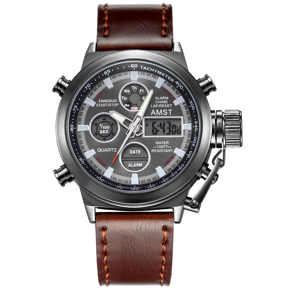 Retro minimalist stylish business casual sports men's electronic watch with digital display