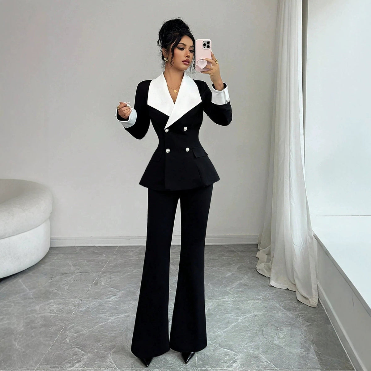 Slimming double-breasted chic blazer in a tailored silhouette my store outfit update