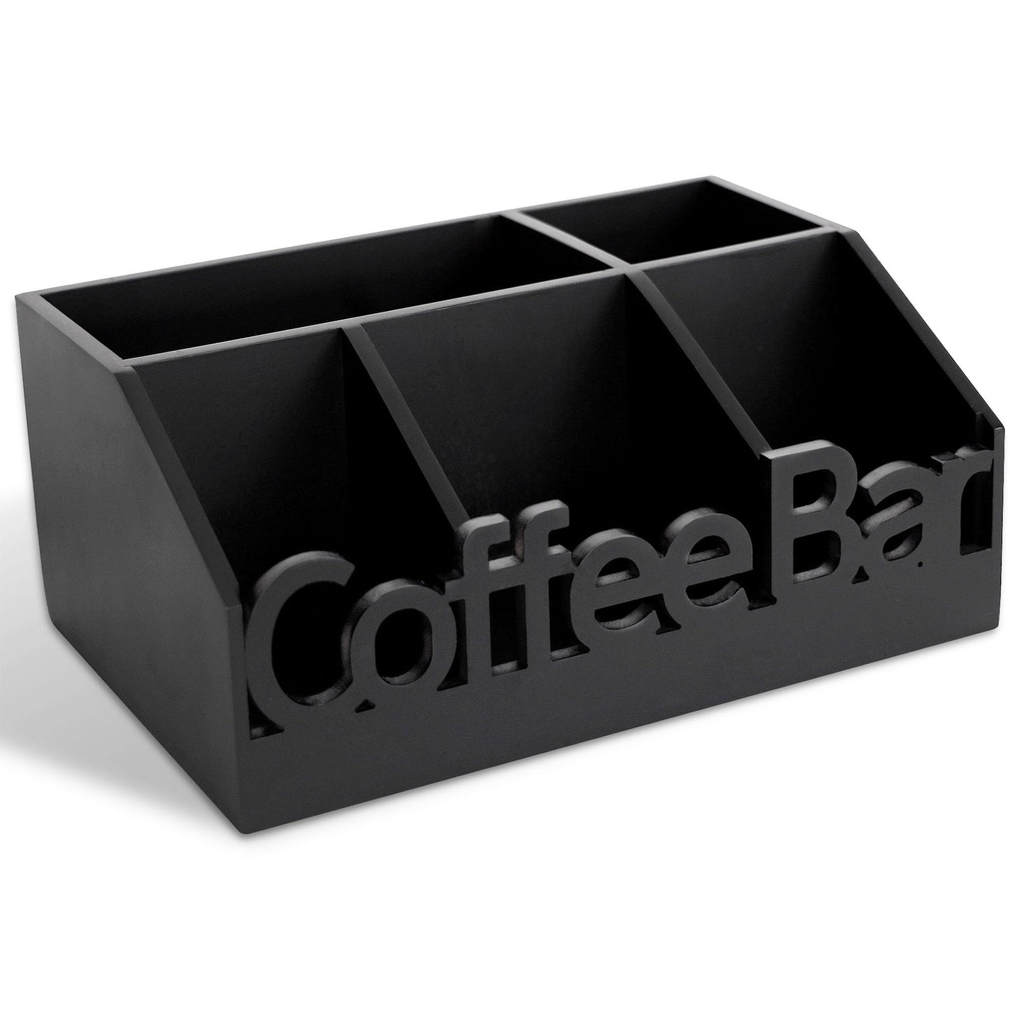 Wooden ADDFIT HOUSE coffee bar organizer with trays for coffee and tea accessories, ideal for home or office countertop use.