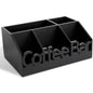 Wooden ADDFIT HOUSE coffee bar organizer with trays for coffee and tea accessories, ideal for home or office countertop use.