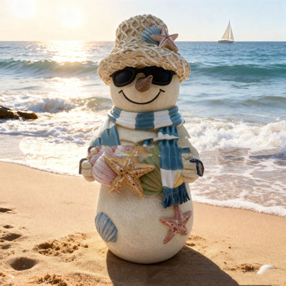 Christmas HAILANG beach snowman decorations displayed as festive holiday ornaments