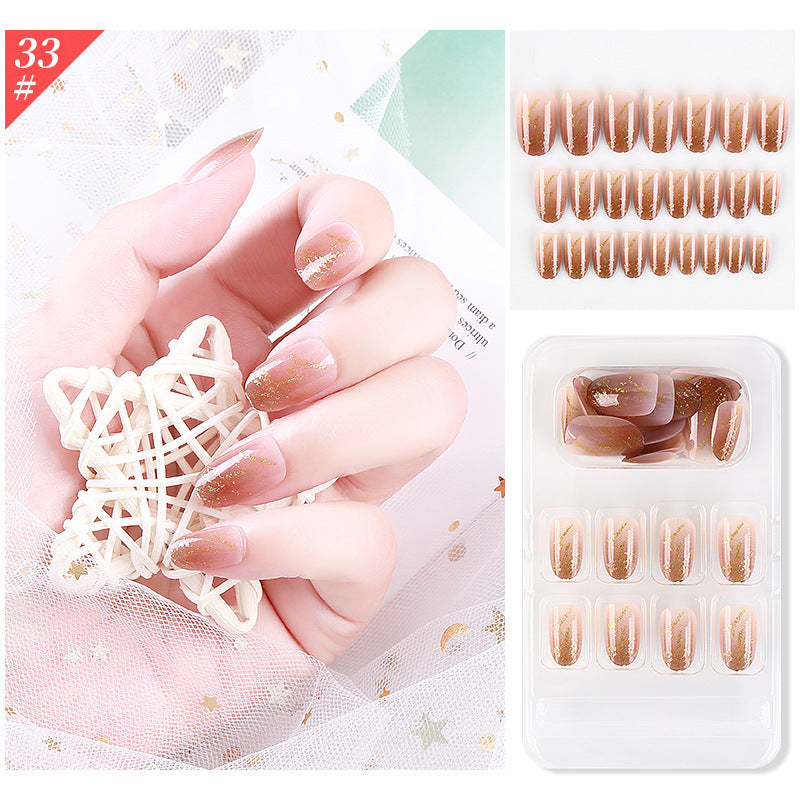 New fake nails wearable nail patch, close-up view of press-on manicure set