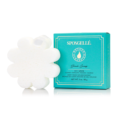 Spongellé Fresh Boxed Flower Set body wash infused buffer with beachgrass, featuring a natural floral design on the packaging.