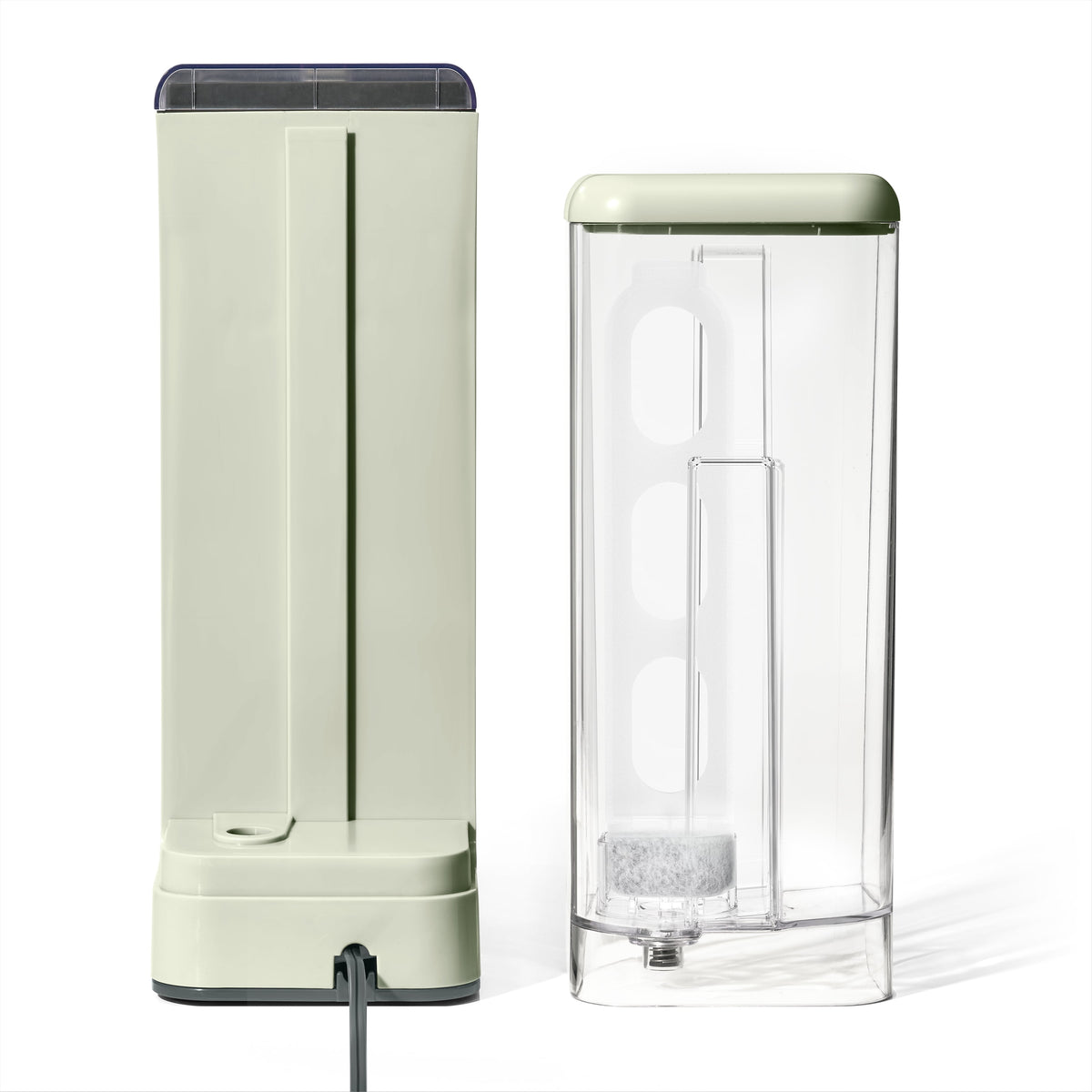 Beautiful Perfect Grind™ programmable single serve coffee maker in sage green by Drew Barrymore, with a sleek modern design and digital controls.