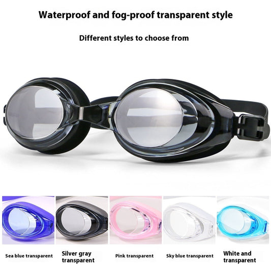 Plain light swimming glasses with HD anti-fog lenses, waterproof big frame, and comfortable fit