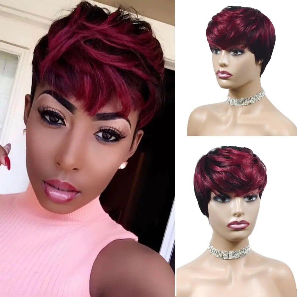 BeiSD Short Pixie Cuts Hair Wigs for Women Girls Short Wigs with Bangs Synthetic Wigs for Black/White Women (X1012) - BACKUPMYFILESNOW