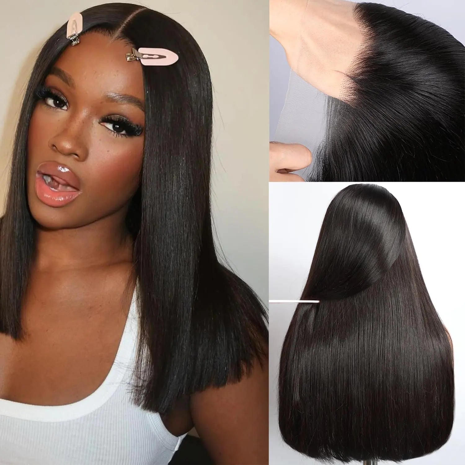 BELE 13X4 Straight Lace Front Wigs Human Hair 210% Density Straight Human Hair Wigs Double Drawn Wig Bleached Knots Pre Plucked Human Hair Wigs Transparent Lace Wigs for Black Women 14 Inch - BACKUPMYFILESNOW