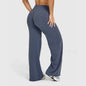Light grey Bendybliss flared leggings for women, straight-leg yoga pants with wide-leg style, breathable fitness and casual wear.