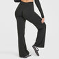 Light grey Bendybliss flared leggings with straight leg design, wide-leg fit, breathable fabric, ideal for yoga, fitness, and casual wear.