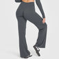 Light grey Bendybliss flared leggings for women, straight-leg wide-leg yoga pants, breathable fitness and casual wear.