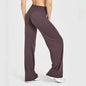 Light grey flared leggings for women by Bendybliss, straight-leg wide-leg yoga pants, breathable fitness and casual wear.