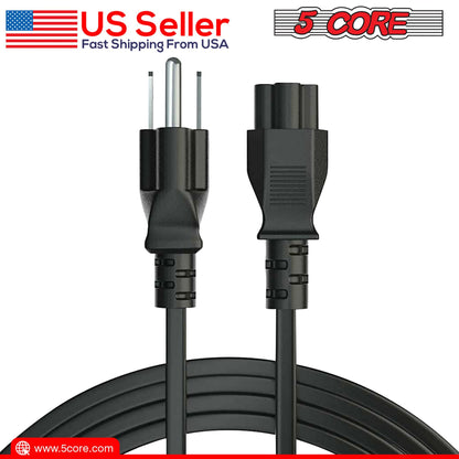 Berry Charmz 12ft 3-prong non-polarized AC power cable for HP, Dell, Samsung, Sony, Asus, Acer, Toshiba laptops and monitors.