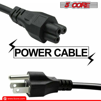 Berry Charmz 12ft 3-prong non-polarized AC power cable for HP, Dell, Samsung, Sony, Asus, Acer, Toshiba laptops and monitors.