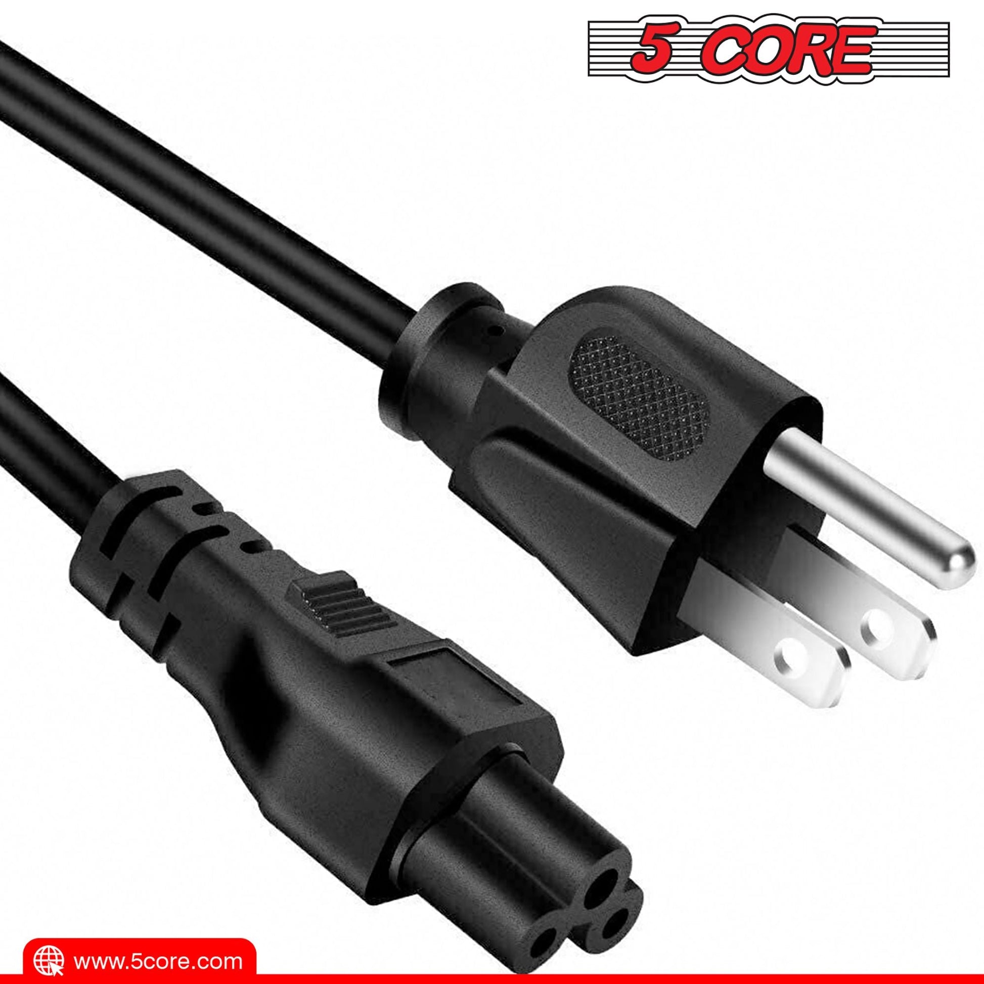Berry Charmz 12ft 3-prong non-polarized AC wall power cable for HP, Dell, Samsung, Sony, Asus, Acer, Toshiba laptops and monitors.