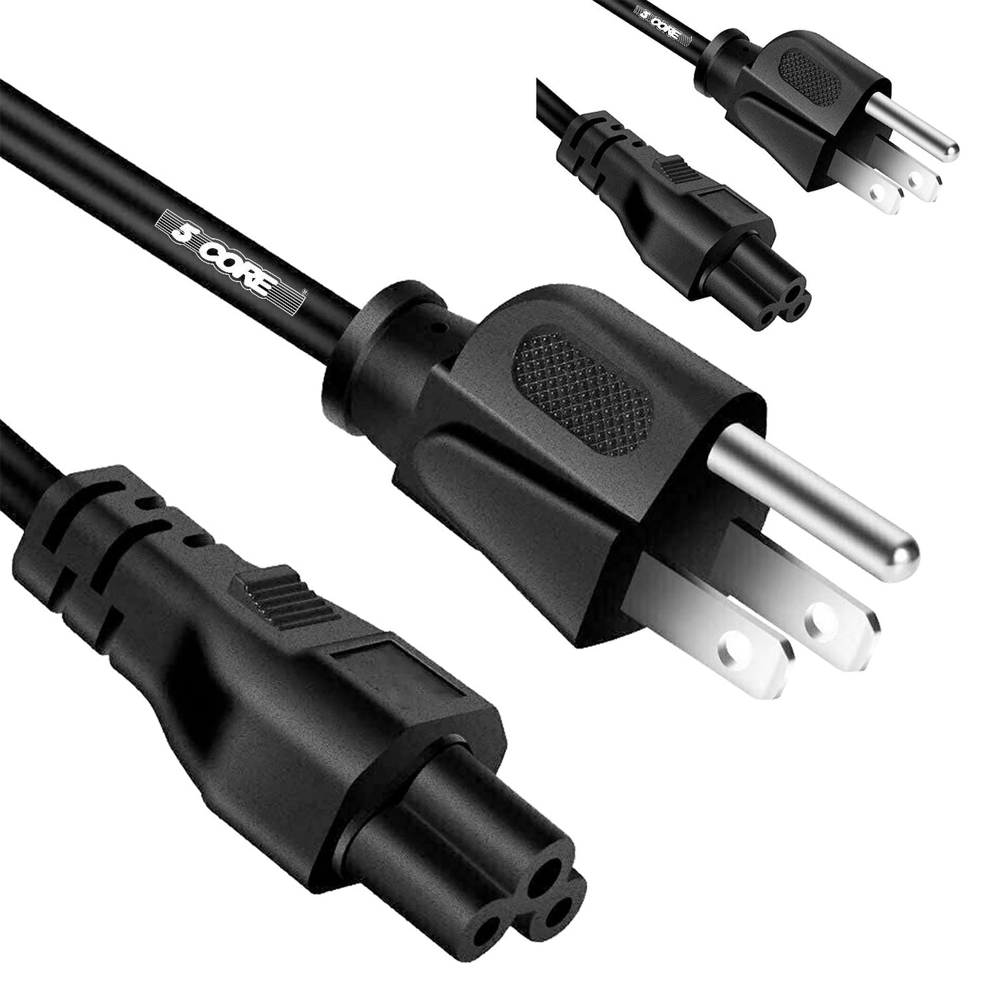 Berry Charmz 12ft 3-prong non-polarized AC power cable for HP, Dell, Samsung, Sony, Asus, Acer, Toshiba laptops and monitors.