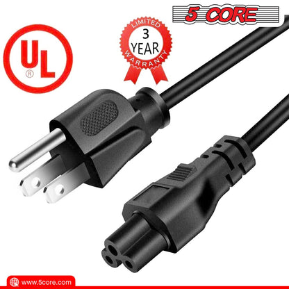 Berry Charmz 12ft 3-prong non-polarized AC power cable for HP, Dell, Samsung, Sony, Asus, Acer, Toshiba laptops and monitors.
