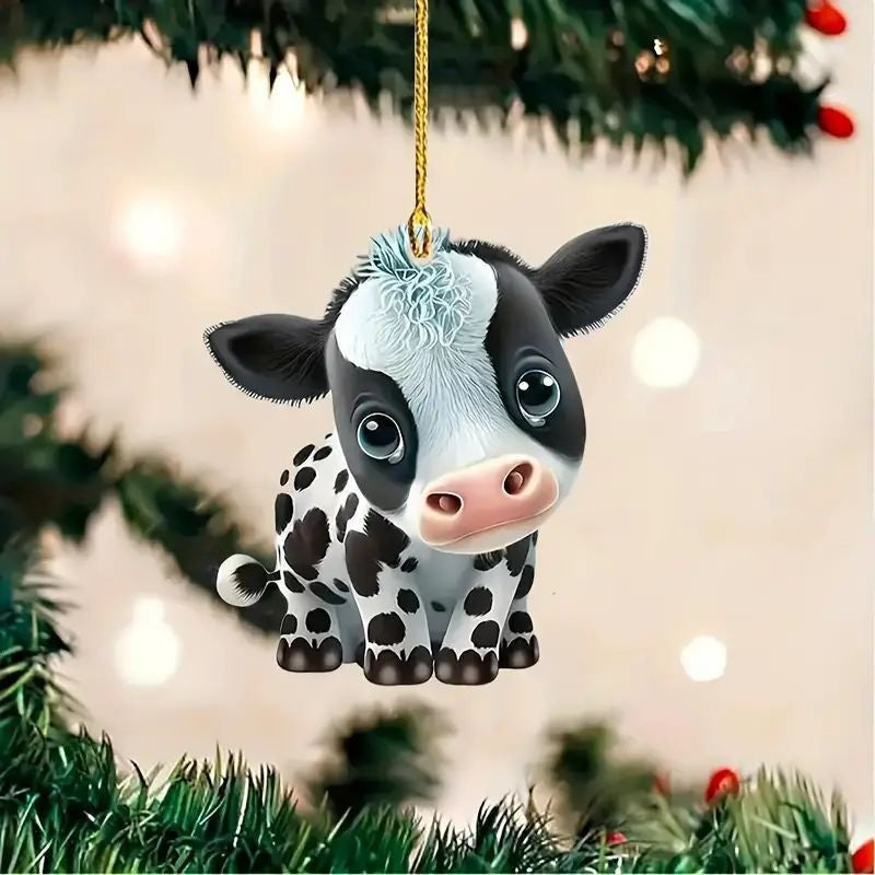 Acrylic flat Christmas tree hanging decoration ornaments in festive holiday designs
