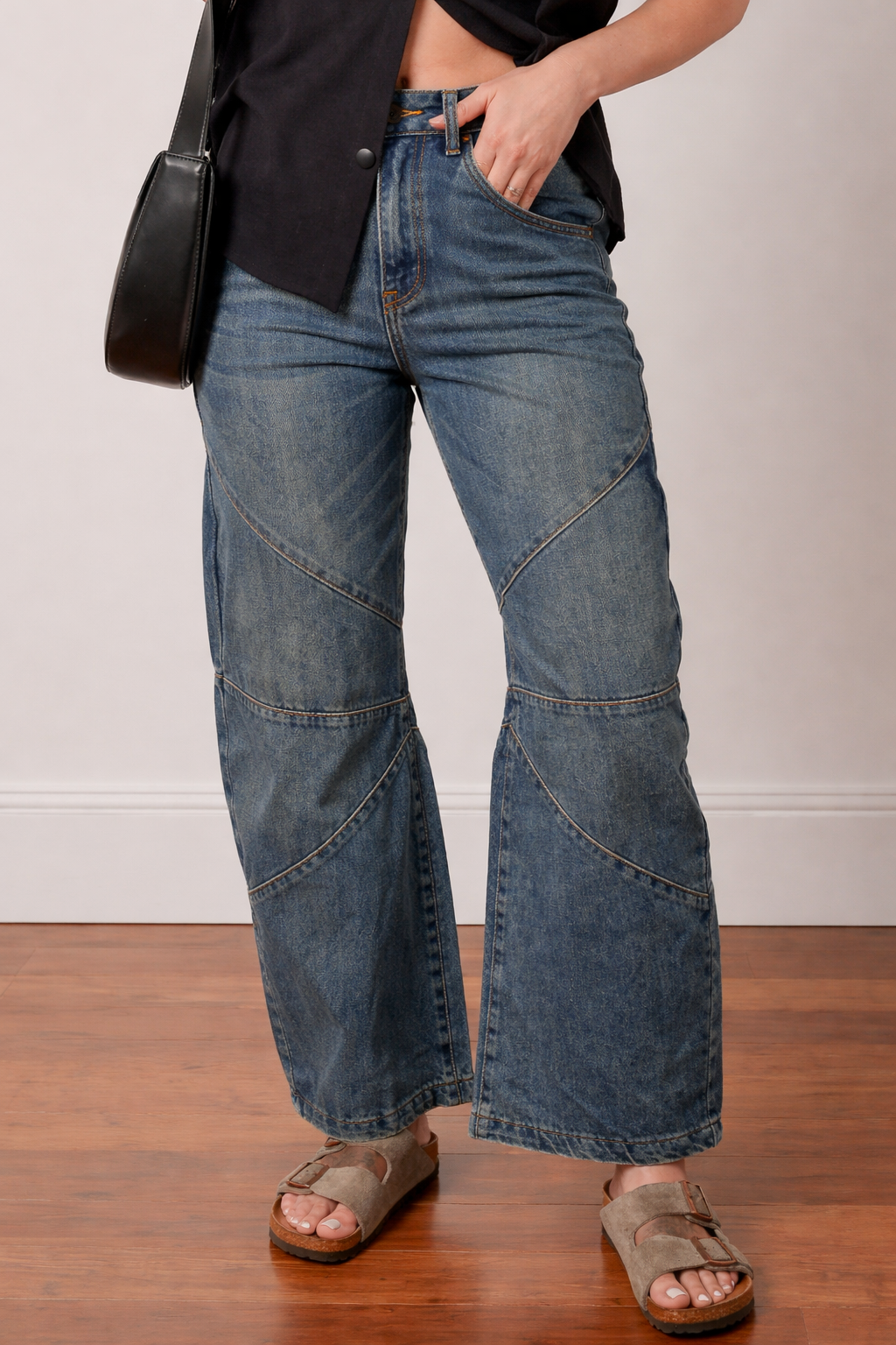 Light blue Alaya Straight High Waist Jeans by Threaded Pear, showcasing classic fit and clean design.
