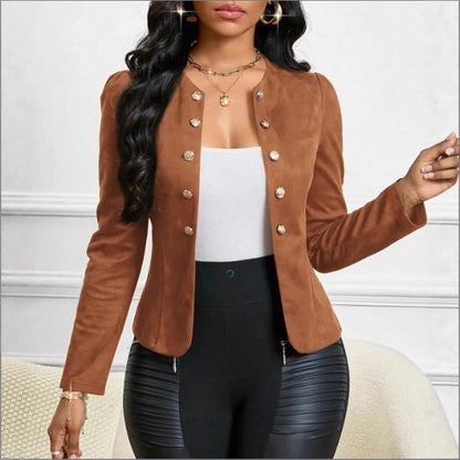 Women's double-breasted long-sleeve suit jacket without lining by My Store
