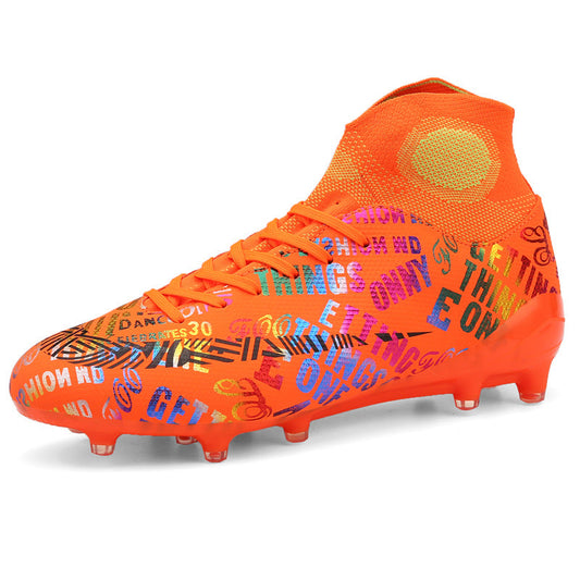 Men's breathable soccer shoes in large size with broken nail-style sole design