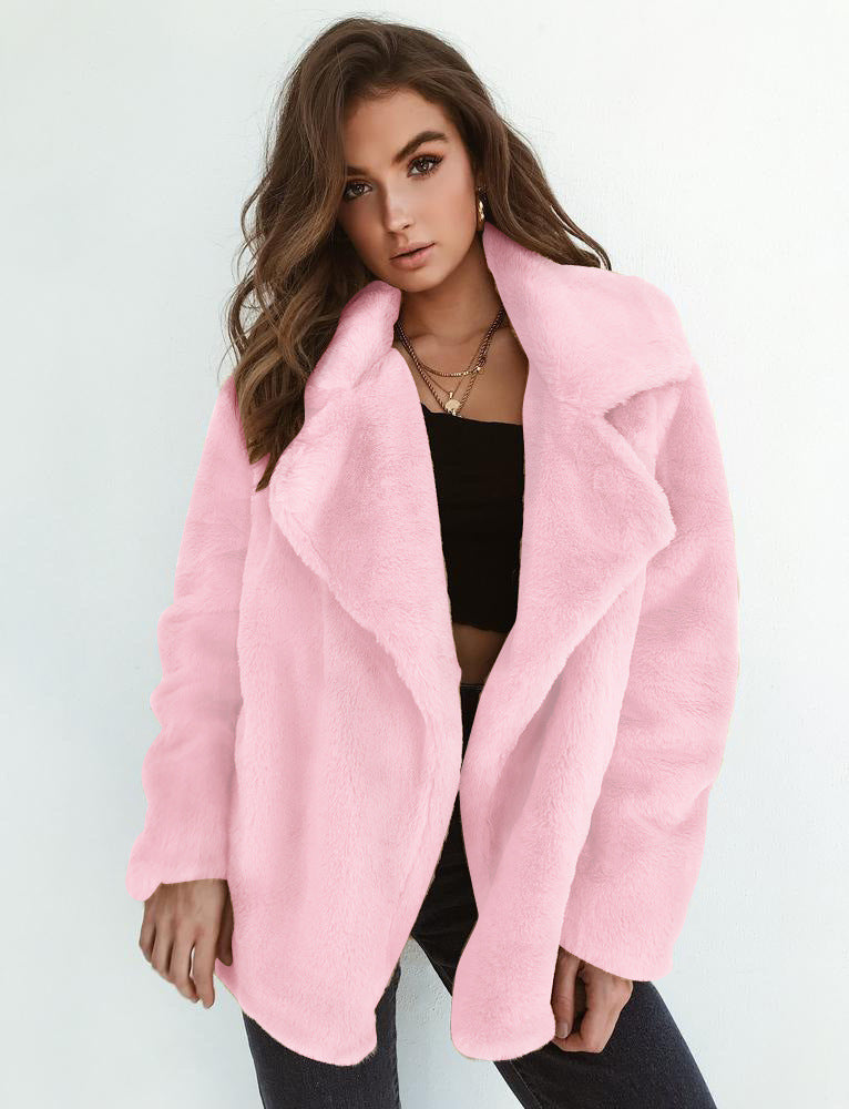 Chic Plush-Collar Winter Coat