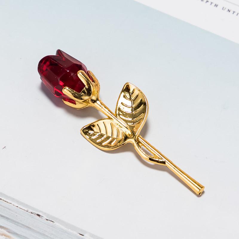 Crystal golden rose flower Valentine's Day gift by My Store