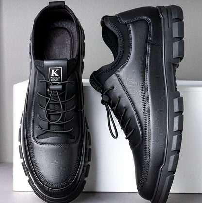Black business formal leather shoes with soft upper and casual design