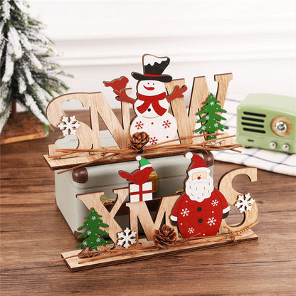 Christmas decorations wooden pendant with festive holiday design, hanging ornament