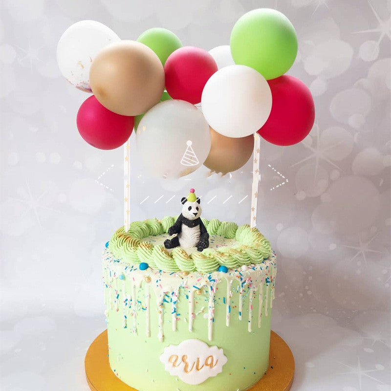 Red 5-inch sequined balloon cake decoration with a net texture, shown as a small party topper