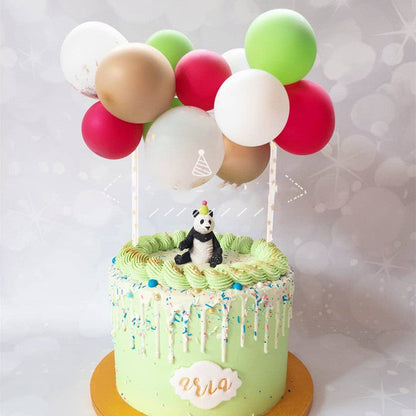 Red 5-inch sequined balloon cake decoration with a net texture, shown as a small party topper