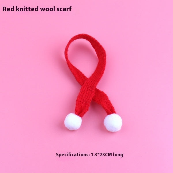 Mini Christmas scarf hat doll decoration with festive red hat and scarf details