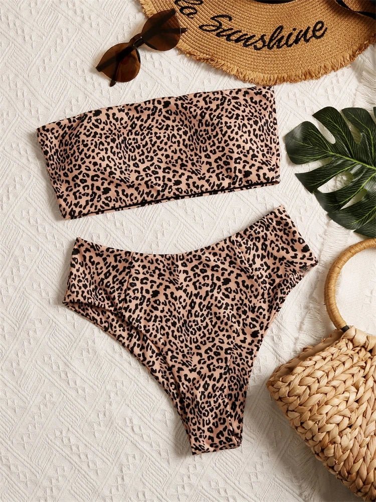 Bikini Women Swimsuit 2026 New Bikinis Set Leopard Bandeau Swimwear Summer Sexy High Waist Two Piece Beach Bathing Suit Female - BACKUPMYFILESNOW.COM®