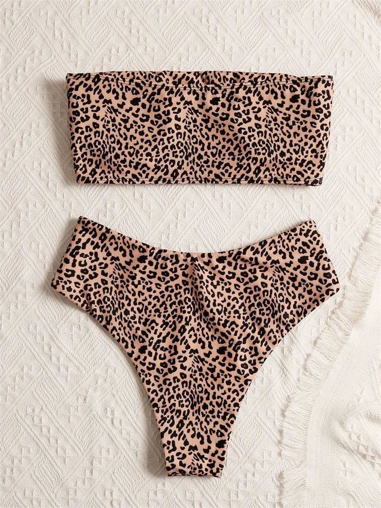 Bikini Women Swimsuit 2026 New Bikinis Set Leopard Bandeau Swimwear Summer Sexy High Waist Two Piece Beach Bathing Suit Female - BACKUPMYFILESNOW.COM®