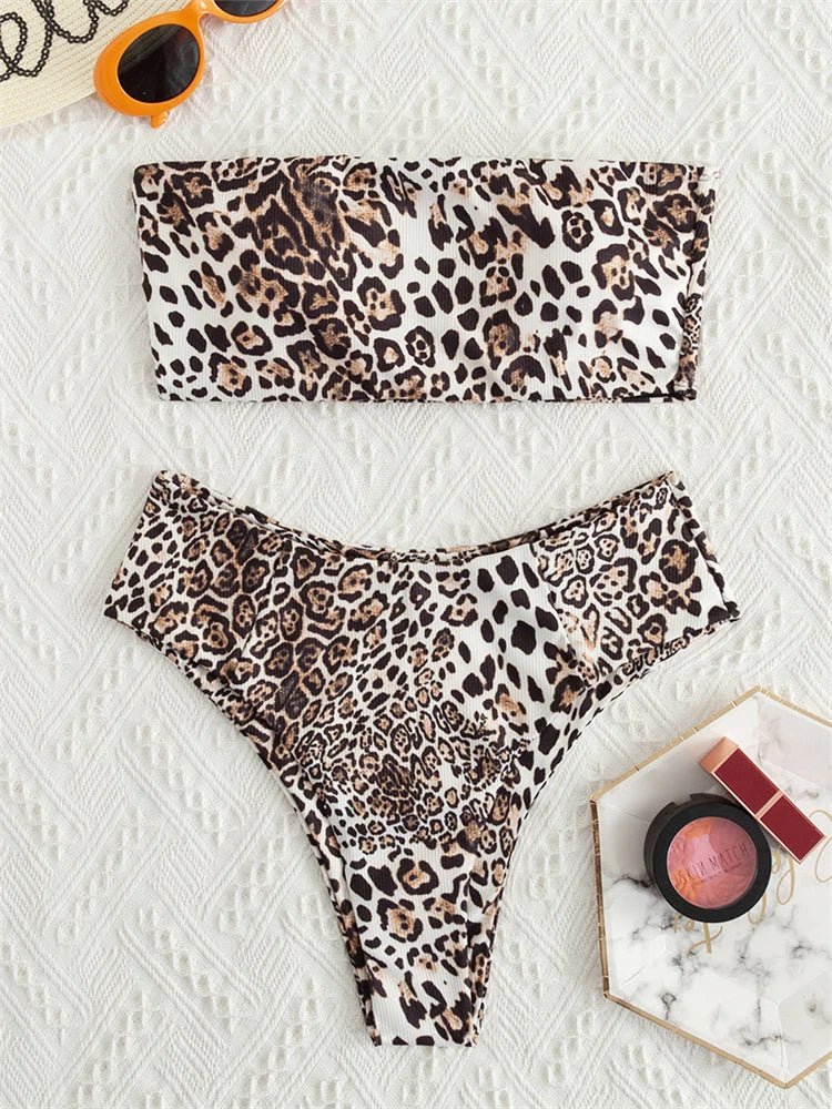 Bikini Women Swimsuit 2026 New Bikinis Set Leopard Bandeau Swimwear Summer Sexy High Waist Two Piece Beach Bathing Suit Female - BACKUPMYFILESNOW.COM®